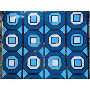 Mod Vintage 1970's Metallic Blue Graphic CON-TACT Self-Adhesive Shelf WALLPAPER